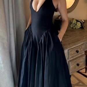 House of CB Black Deep V-Neck Ball Gown